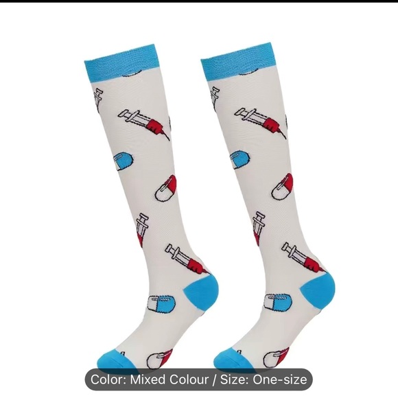 5 Pairs Medical Novelty Pattern Compression Knee High Socks - Picture 8 of 9